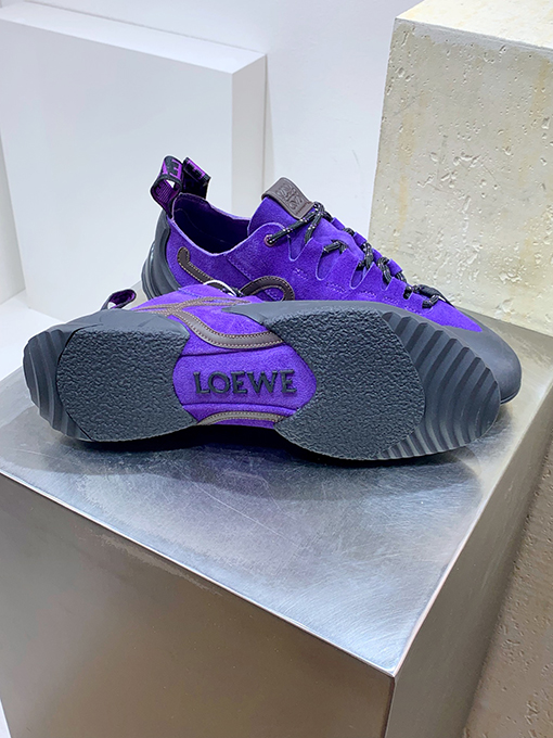 ロエベコピー Grip Calfskin Suede Sneakers グリップシリーズ レトロ薄底カジュアルスニーカー