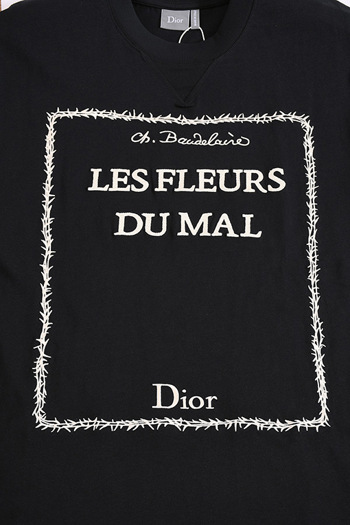 ディオール Dior シンプルな文字刺繍入り半袖Tシャツ