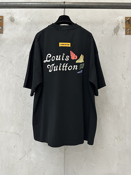 ルイヴィトン Louis Vuitton 貝殻刺繍入りクルーネック半袖Tシャツ
