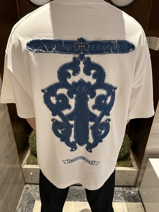 クロムハーツコピー ウォッシュと刺繍カップル半袖Tシャツ