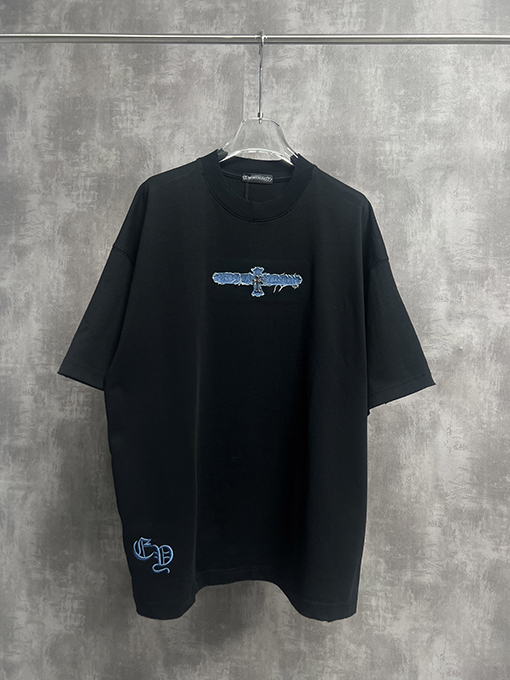 クロムハーツコピー ウォッシュと刺繍カップル半袖Tシャツ