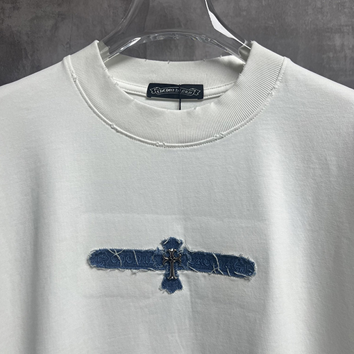 クロムハーツコピー ウォッシュと刺繍カップル半袖Tシャツ