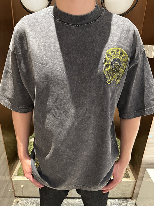 クロムハーツ クラシックウォッシュと刺繍カップル半袖Tシャツ