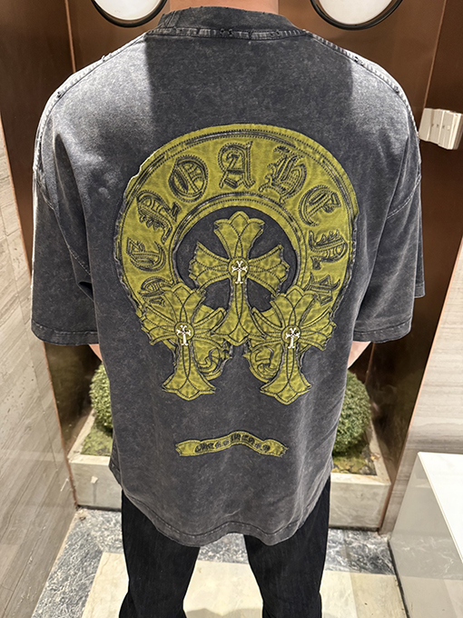 クロムハーツ クラシックウォッシュと刺繍カップル半袖Tシャツ