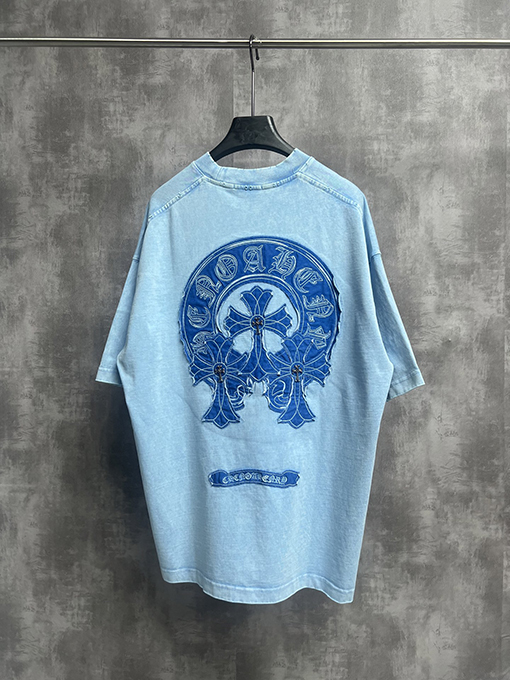 クロムハーツ クラシックウォッシュと刺繍カップル半袖Tシャツ