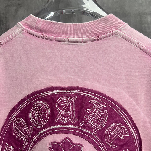 クロムハーツ クラシックウォッシュと刺繍カップル半袖Tシャツ