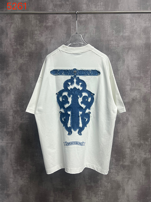 クロムハーツコピー ウォッシュと刺繍カップル半袖Tシャツ