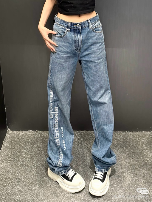 アレキサンダーワンコピー Alexander wang レディース文字がエンボスされたミラーロゴジーンズ