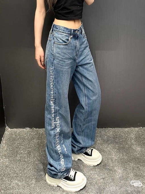 アレキサンダーワンコピー Alexander wang レディース文字がエンボスされたミラーロゴジーンズ