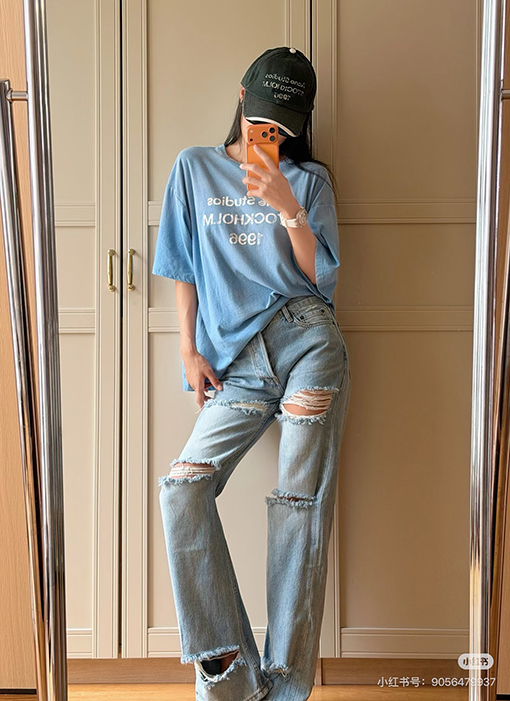 アクネストゥディオズ PatcDistressed Jeans FEah ウォッシュのダメージジーンズ