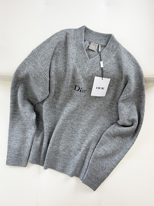 ディオール Dior 刺繍ロゴ入りVネックウール混ニットセーター