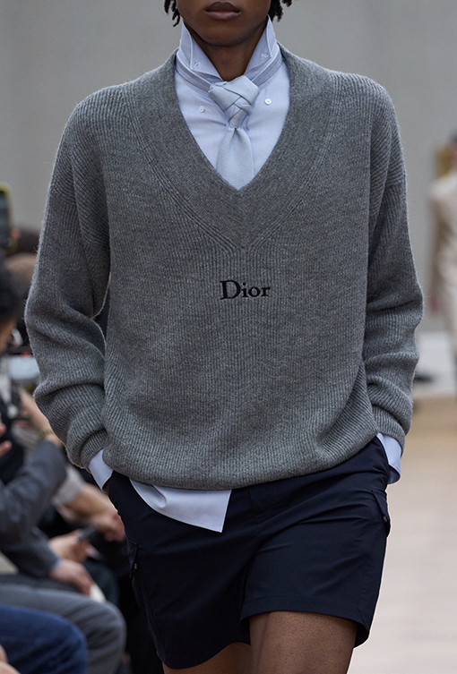 ディオール Dior 刺繍ロゴ入りVネックウール混ニットセーター