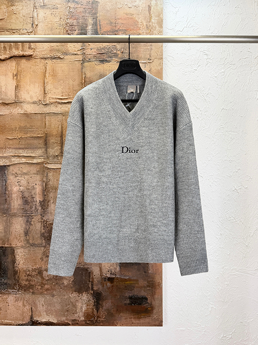ディオール Dior 刺繍ロゴ入りVネックウール混ニットセーター