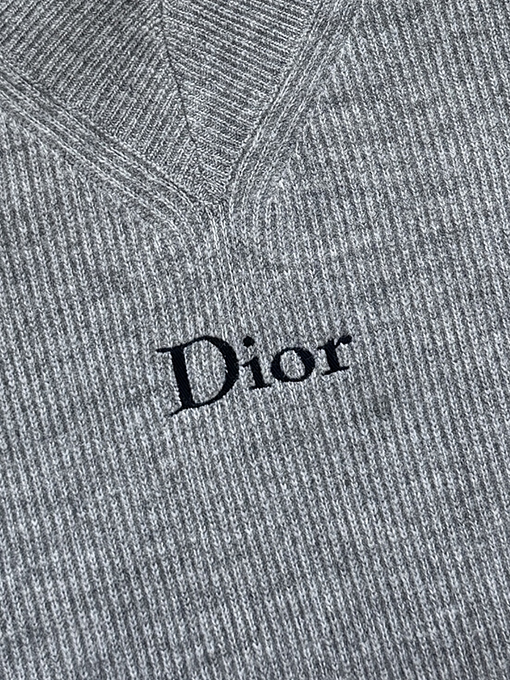 ディオール Dior 刺繍ロゴ入りVネックウール混ニットセーター
