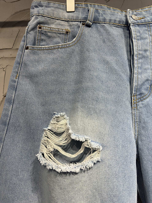 アクネストゥディオズコピー ヴィンテージ風ウォッシュのダメージゆったりとしたデニムショートパンツ