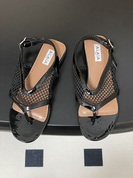 アライア レディースフレンチスタイルのトングメッシュサンダル