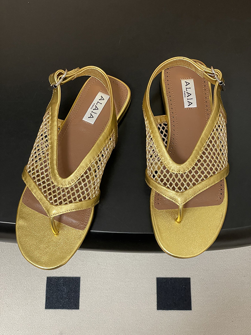 アライア レディースフレンチスタイルのトングメッシュサンダル