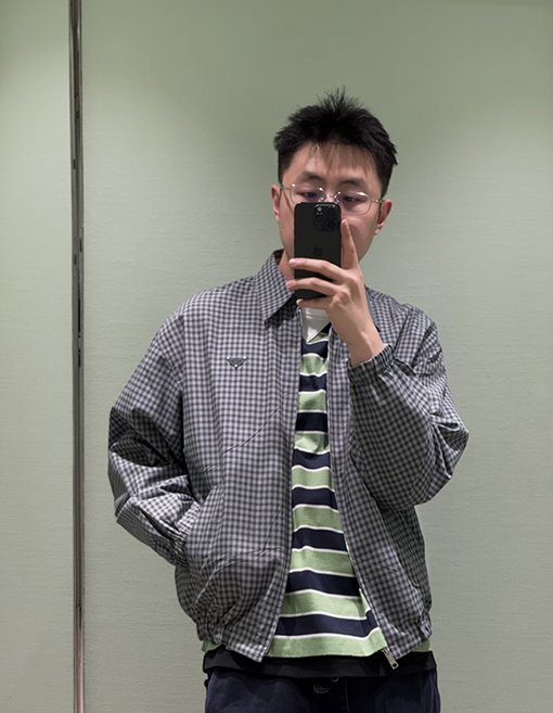プラダ チェック柄リバーシブル両面ジャケット