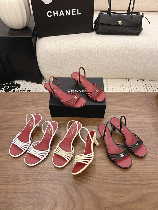 シャネル Spot Sale レディースストラップ付きミドルヒールサンダル