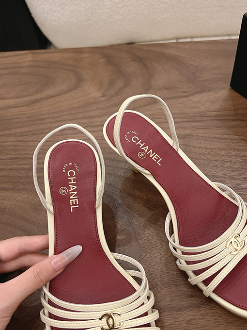 シャネル Spot Sale レディースストラップ付きミドルヒールサンダル