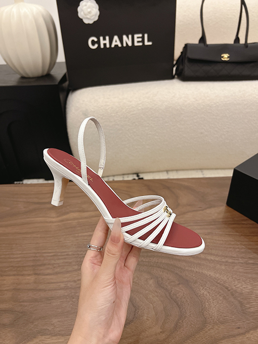 シャネル Spot Sale レディースストラップ付きミドルヒールサンダル