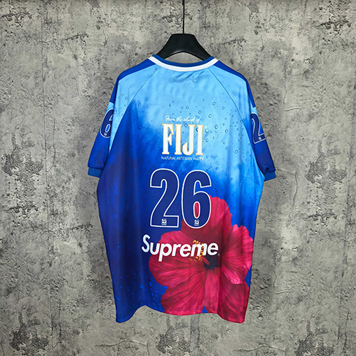 シュプリームスーパーコピー Supreme コラボレーションブランドのハイビスカス柄ティアドロップグラデーション半袖サッカージャージ