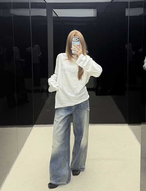 アクネストゥディオズ偽物 Acne Studios 純白のプリント入り長袖シャツ