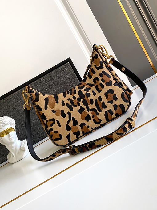 プラダ偽物 Arqué Hobo レディースヒョウ柄ハンドバッグ