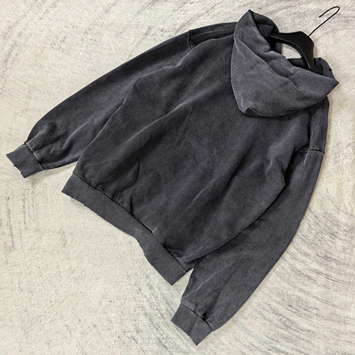 バレンシアガ BALENCIAGA エッフェル塔ロゴ入りブルーライトニングプリントウォッシュダメージ工フード付きスウェットシャツ
