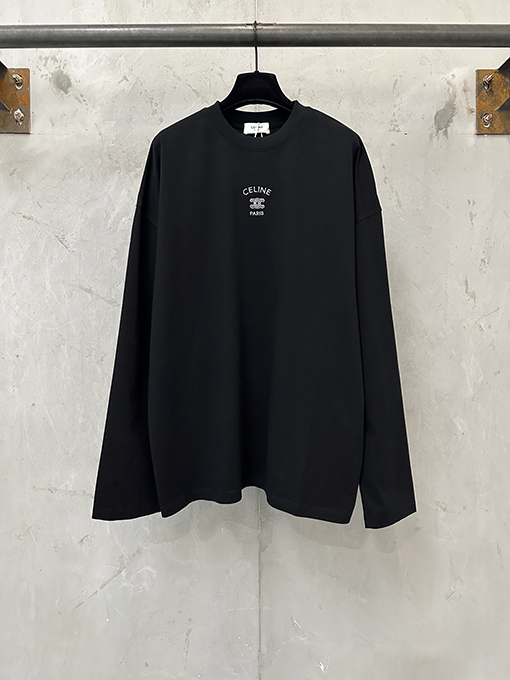 セリーヌ長袖シャツスーパーコピー CELINE 凱旋門ロゴ刺繍入り長袖シャツ