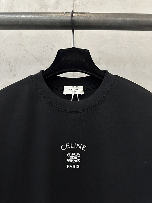 セリーヌ長袖シャツスーパーコピー CELINE 凱旋門ロゴ刺繍入り長袖シャツ