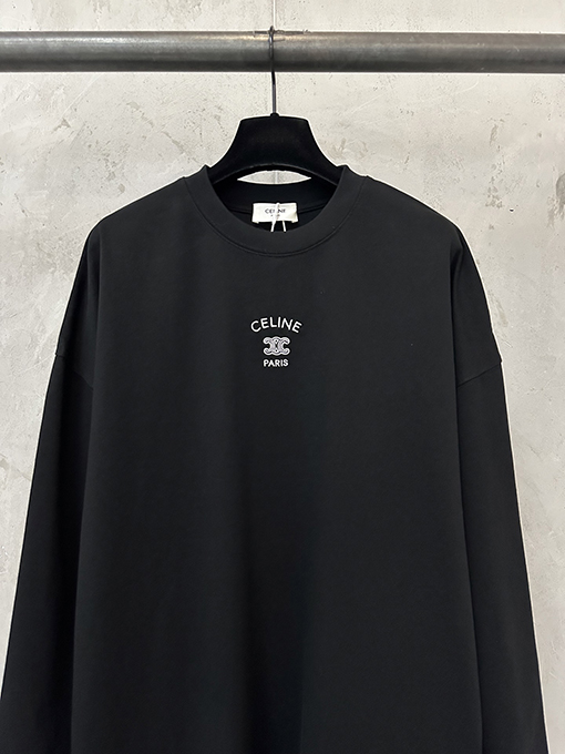 セリーヌ長袖シャツスーパーコピー CELINE 凱旋門ロゴ刺繍入り長袖シャツ