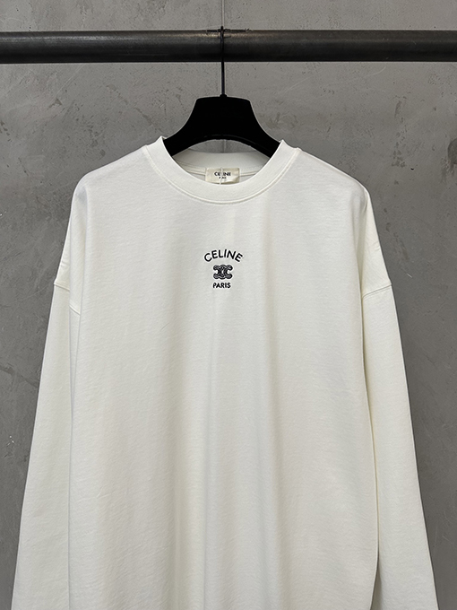 セリーヌ長袖シャツスーパーコピー CELINE 凱旋門ロゴ刺繍入り長袖シャツ