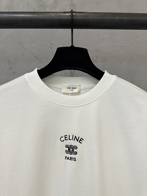セリーヌ長袖シャツスーパーコピー CELINE 凱旋門ロゴ刺繍入り長袖シャツ