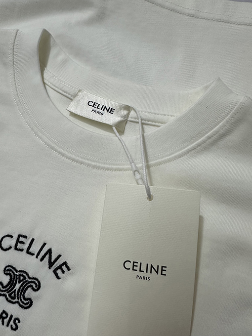 セリーヌ長袖シャツスーパーコピー CELINE 凱旋門ロゴ刺繍入り長袖シャツ