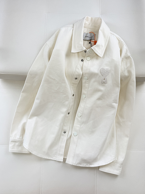 アミ ニットハート柄シャツジャケット