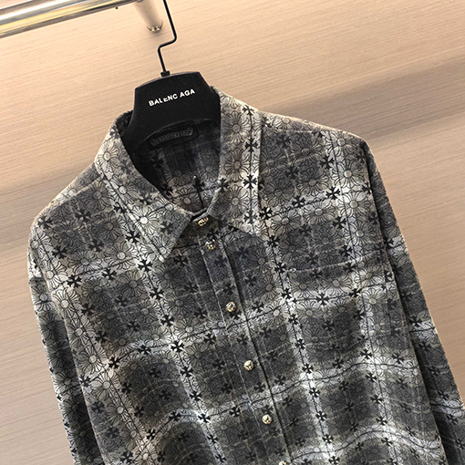 クロムハーツ チェック柄のクロスパターン起毛シャツジャケット