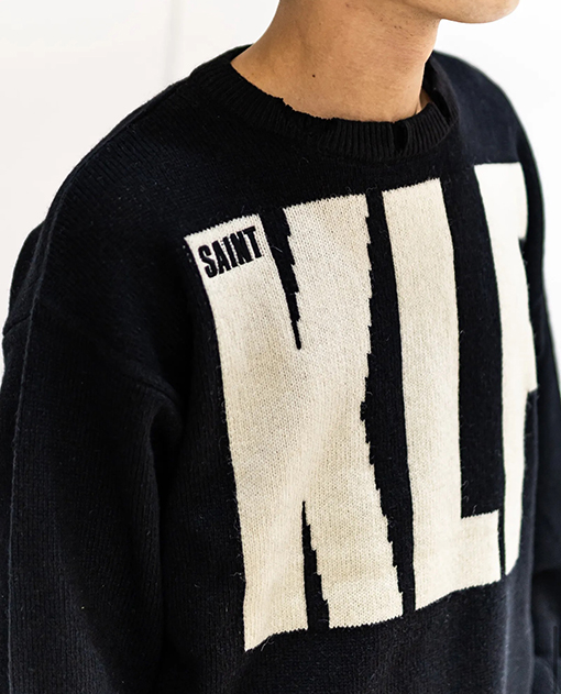 セント マイケルコピー Saint KLF 破壊するクルーネックセーター