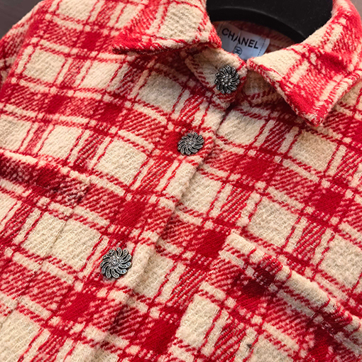 シャネル ワークショップコレクション レッドチェックシャツジャケット