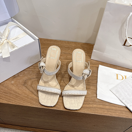 ディオールコピー J'ADIOR Dentelle レディースファッション春夏リボン付き蝶ネクタイサンダル