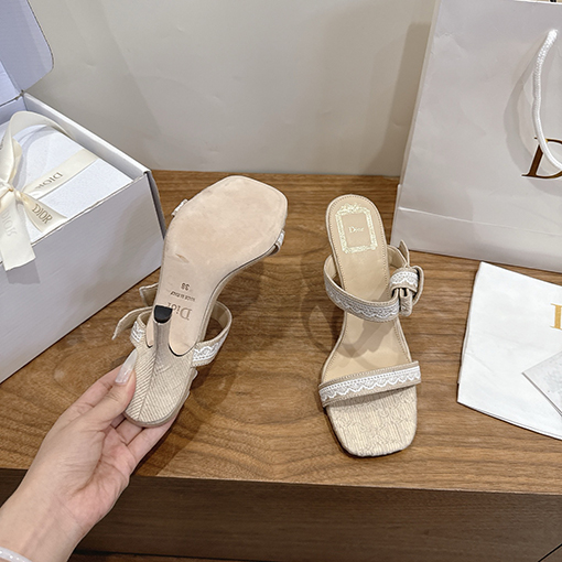 ディオールコピー J'ADIOR Dentelle レディースファッション春夏リボン付き蝶ネクタイサンダル