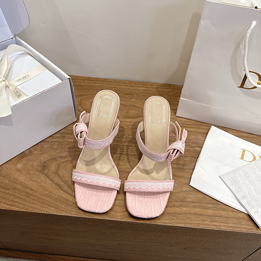 ディオールコピー J'ADIOR Dentelle レディースファッション春夏リボン付き蝶ネクタイサンダル