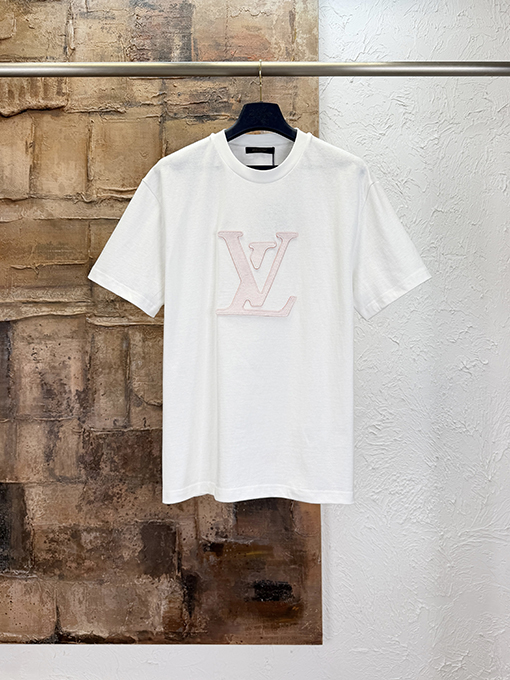 ルイヴィトンコピー LV クラシックなダイダイレーザー刺繍レター半袖Tシャツ