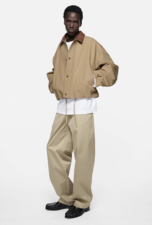 アクネストゥディオズ Acne Studios レザーロゴ入りツイルコットンジャケット