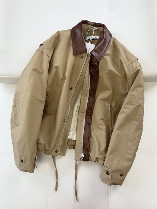 アクネストゥディオズ Acne Studios レザーロゴ入りツイルコットンジャケット