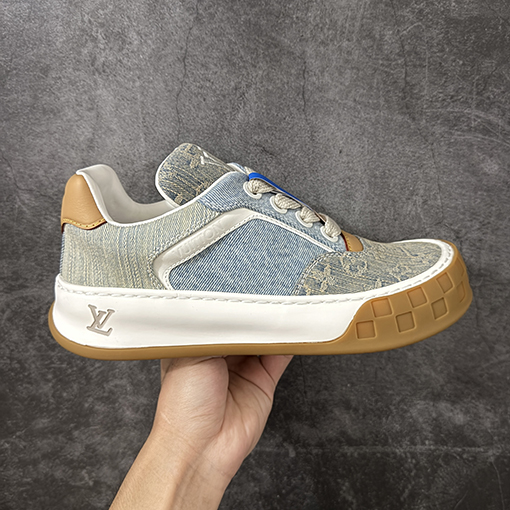 ルイヴィトン偽物 Tilted Low Sneakers 傾斜シリーズ ローカット デニム レトロカジュアルスニーカー