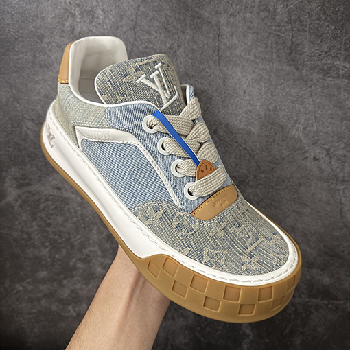 ルイヴィトン偽物 Tilted Low Sneakers 傾斜シリーズ ローカット デニム レトロカジュアルスニーカー
