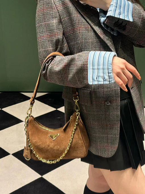 プラダ Hobo レディーススエード製クロスボディバッグ
