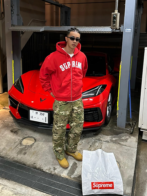 シュプリーム Supreme アップリケ文字ワッフルフリース裏地付きジップアップパーカー