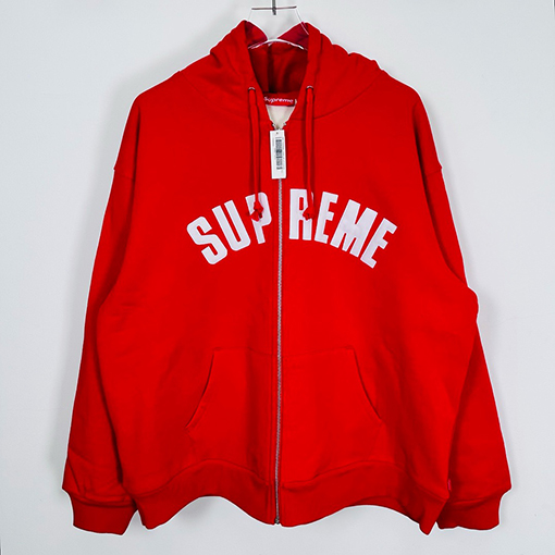 シュプリーム Supreme アップリケ文字ワッフルフリース裏地付きジップアップパーカー